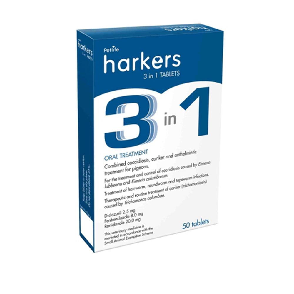 Harkers 3 in 1 Tablets Treats Coccidiosis, Canker and Worms
